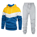 KKBOXLY 2025  Hot Trade Men's Sports Suit Fashion Casual Spring and Autumn Splicing Hooded Sweater Pants Two-piece Set