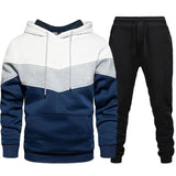 KKBOXLY 2025  Hot Trade Men's Sports Suit Fashion Casual Spring and Autumn Splicing Hooded Sweater Pants Two-piece Set