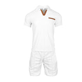 KKBOXLY 2025 summer men's wear with short-sleeved shorts two-piece set, heavy waffle lapel T-shirt, casual sports suit