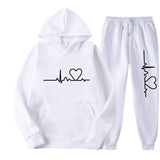 KKBOXLY 2025 Popular trade New men's and women's fleece sweater set autumn and winter men's heart picture hoodie trendy brand new men's suit