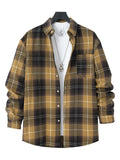 KKBOXLY 2025 Plaid shirt autumn new 2025 fashion men's polished thin plaid long-sleeved light casual shirt