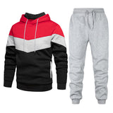 KKBOXLY 2025  Hot Trade Men's Sports Suit Fashion Casual Spring and Autumn Splicing Hooded Sweater Pants Two-piece Set