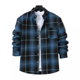 KKBOXLY 2025 Plaid shirt autumn new 2025 fashion men's polished thin plaid long-sleeved light casual shirt