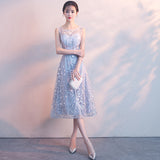2025 Fish tail thin evening dress women's  spring new temperament silver gray host dress banquet long dress