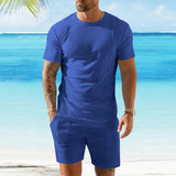 KKBOXLY 2025 quick sale summer new men's pullover T-shirt sports and leisure top men's short-sleeved shorts cover