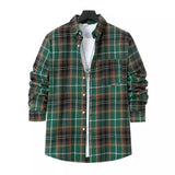 KKBOXLY 2025 Plaid shirt autumn new 2025 fashion men's polished thin plaid long-sleeved light casual shirt