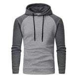 KKBOXLY 2025 Winter 's new 2025 men's color matching small checkered sweater casual slim-fitting hooded top