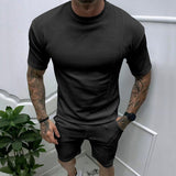 2025KKBOXLY popular  Summer New Men's Pullover T-Shirt Sports Casual Top Men's Short Sleeve Shorts Cover