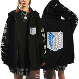 Autumn and winter new cardigan, attack on Titan tide brand velvet hooded zipper sweater men