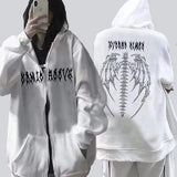 KKBOXLY 2025Harajuku Y2K Autumn Women's Hooded Sweatshirt Zipper Butterfly Print Long Sleeve Hoodie Jacket Plus Size Loose