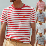 2025KKBOXLY popular new hot summer new men's fashion casual striped short-sleeved top men's crew neck T-shirt in stock