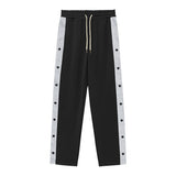 KKBOXLY 2025 Men's sweatpants breasted button-down casual pants autumn loose straight wide-leg buttons decorative large-size trousers