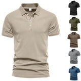 KKBOXLY 2025 sports men's twill POLO shirt fashion casual lapel button men's solid color slim-fit short-sleeved T-shirt