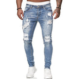 kkboxly  Men's Casual Ripped Skinny Jeans, Chic Street Style Stretch Denim Pants