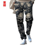 KKBOXLY 2025 New pants men's spring and summer loose straight sports casual trousers skull print oversize trousers