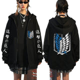 Autumn and winter new cardigan, attack on Titan tide brand velvet hooded zipper sweater men