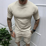 2025KKBOXLY popular  Summer New Men's Pullover T-Shirt Sports Casual Top Men's Short Sleeve Shorts Cover