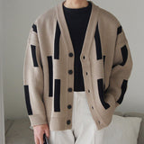 2025 kkboxly  Elegant Slightly Stretch Cardigan, Men's Casual Vintage Style V Neck Long Sleeve Cardigan For Fall Winter