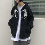 KKBOXLY 2025Harajuku Y2K Autumn Women's Hooded Sweatshirt Zipper Butterfly Print Long Sleeve Hoodie Jacket Plus Size Loose