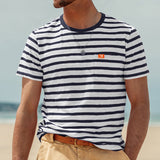 2025KKBOXLY popular new hot summer new men's fashion casual striped short-sleeved top men's crew neck T-shirt in stock