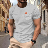 2025KKBOXLY  popular new men's oversize solid color T-shirt fashionable and casual versatile pocket short sleeve spot