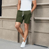 KKBOXLY popular summer new simple small square loose casual elastic five-point pants drawstring straight solid color shorts men