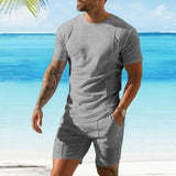 KKBOXLY 2025 quick sale summer new men's pullover T-shirt sports and leisure top men's short-sleeved shorts cover