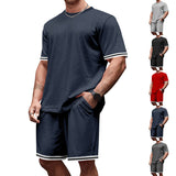 KKBOXLY 2025 popularTEMU summer men's simple and versatile solid color T-shirt set men's New  leisure sports two pieces