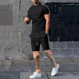 KKBOXLY popular   Youth Fashion Casual Short Sleeve Shorts Set Men's Trend Brand Loose