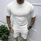 2025KKBOXLY popular  Summer New Men's Pullover T-Shirt Sports Casual Top Men's Short Sleeve Shorts Cover