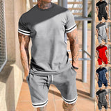 2025KKBOXLY popular New  Men's Short Sleeve Shorts Two-piece Casual Sports Youth Popularan, 2025n Spring and Summer Suit