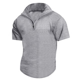 2025KKBOXLY popular New men's stand-up collar polo shirt 2025 men's short-sleeved checkered zipper T-shirt summer casual top