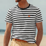 2025KKBOXLY popular new hot summer new men's fashion casual striped short-sleeved top men's crew neck T-shirt in stock