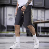 KKBOXLY summer sweatpants boys loose and versatile outerwear sweatpants ins bear splicing five-point pants tide