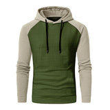 KKBOXLY 2025 Winter 's new 2025 men's color matching small checkered sweater casual slim-fitting hooded top