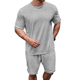 KKBOXLY 2025 popularTEMU summer men's simple and versatile solid color T-shirt set men's New  leisure sports two pieces