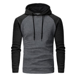 KKBOXLY 2025 Winter 's new 2025 men's color matching small checkered sweater casual slim-fitting hooded top