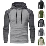 KKBOXLY 2025 Winter 's new 2025 men's color matching small checkered sweater casual slim-fitting hooded top