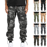 KKBOXLY popular summer new men's  New woven fabric bundle multi-pocket solid color casual pants tooling trousers