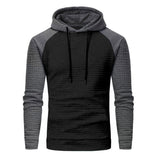 KKBOXLY 2025 Winter 's new 2025 men's color matching small checkered sweater casual slim-fitting hooded top