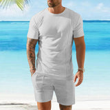 KKBOXLY 2025 quick sale summer new men's pullover T-shirt sports and leisure top men's short-sleeved shorts cover