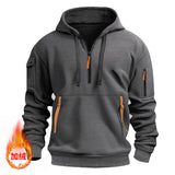 KKBOXLY Cross-border men's clothing autumn and winter new fleece sweater hoodie zipper multi-pocket pullover men's sports and leisure jacket