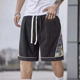 KKBOXLY popular summer New trend jacquard splicing bear shorts five-point pants men's 2025 casual Guochao five-point pants men's