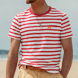 2025KKBOXLY popular new hot summer new men's fashion casual striped short-sleeved top men's crew neck T-shirt in stock