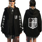 Autumn and winter new cardigan, attack on Titan tide brand velvet hooded zipper sweater men