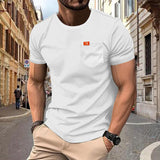 2025KKBOXLY  popular new men's oversize solid color T-shirt fashionable and casual versatile pocket short sleeve spot