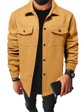 kkboxly  Men's Casual Button Up Chest Pocket Lapel Coat