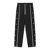 KKBOXLY 2025 American casual sports breasted pants men's autumn new loose straight drawstring large size trousers