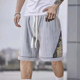 KKBOXLY popular summer New trend jacquard splicing bear shorts five-point pants men's 2025 casual Guochao five-point pants men's