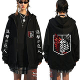 Autumn and winter new cardigan, attack on Titan tide brand velvet hooded zipper sweater men